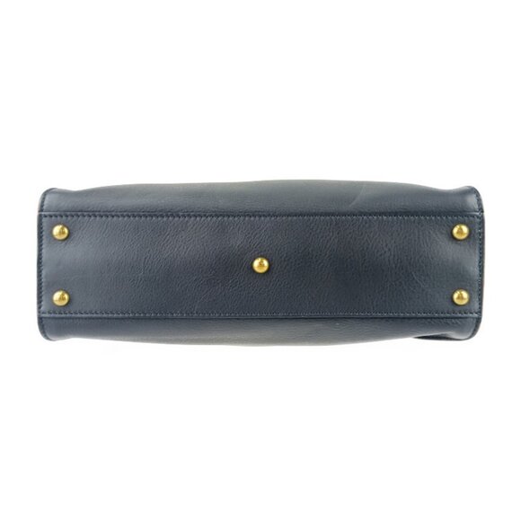 FENDI Navy Leather Peekaboo Shoulder Bag - Picture 4 of 9